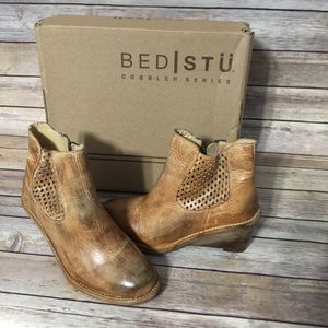 Bed Stu Countess Tan Rustic Wedge Heel Boot